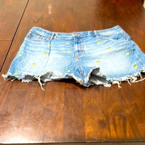 Loft lemon embroidered denim shorts 33/16